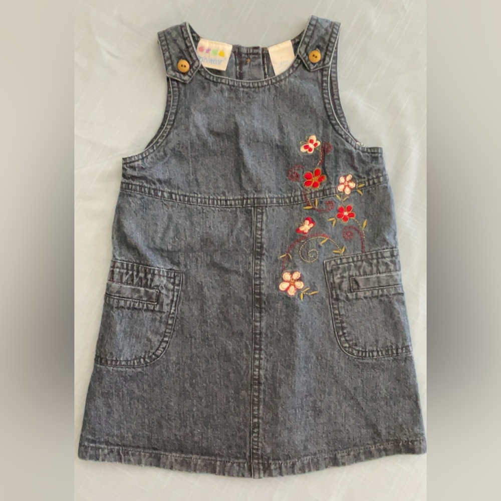 Embroidered Denim Jumper Dress